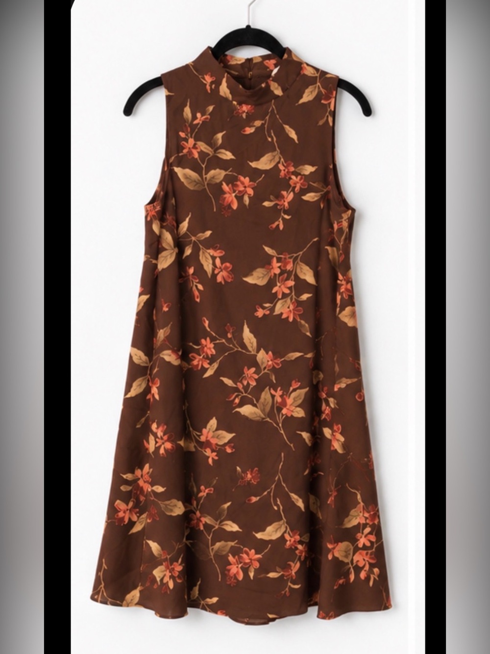 Peach Love California Brown Floral Sleeveless Dress